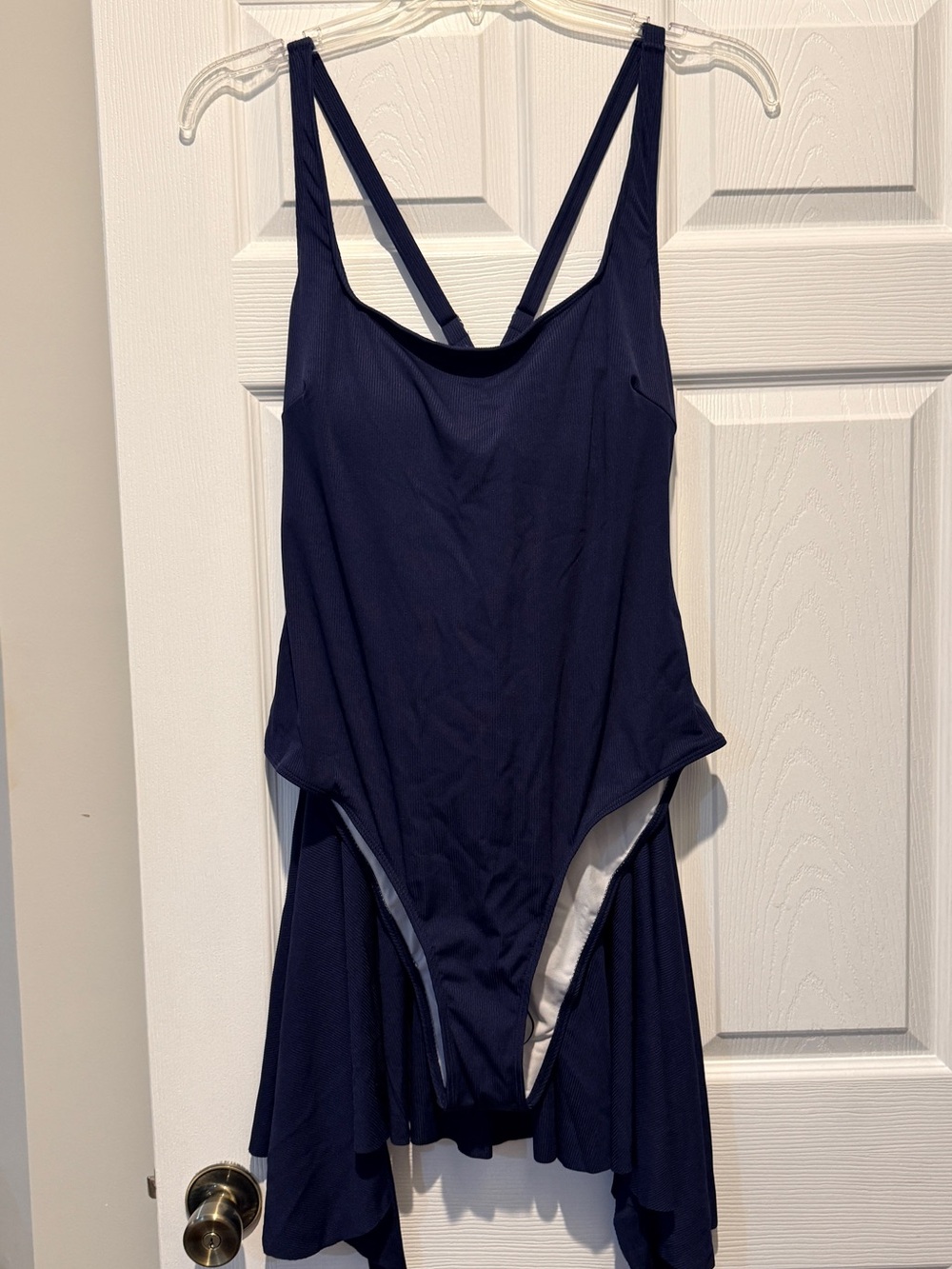 Navy Blue Women’s One-Piece Swimsuit with Skirt